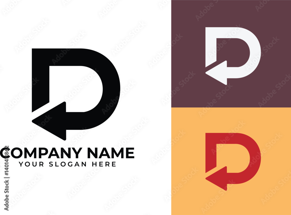 Modern growth logo design wordmark. Abstract arrow shapes logo design in letter d arrow vector illustration. Symbol, icon, creative. Modern growth logo design wordmark. Abstract arrow shapes logo design in letter d arrow vector illustration. Symbol, icon, creative.