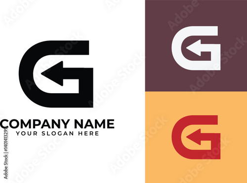 Modern growth logo design wordmark. Abstract arrow shapes logo design in letter g arrow vector illustration. Symbol, icon, creative.