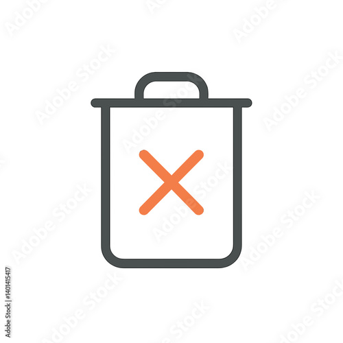 Trash Can Icon with Cross Symbol for Deletion  