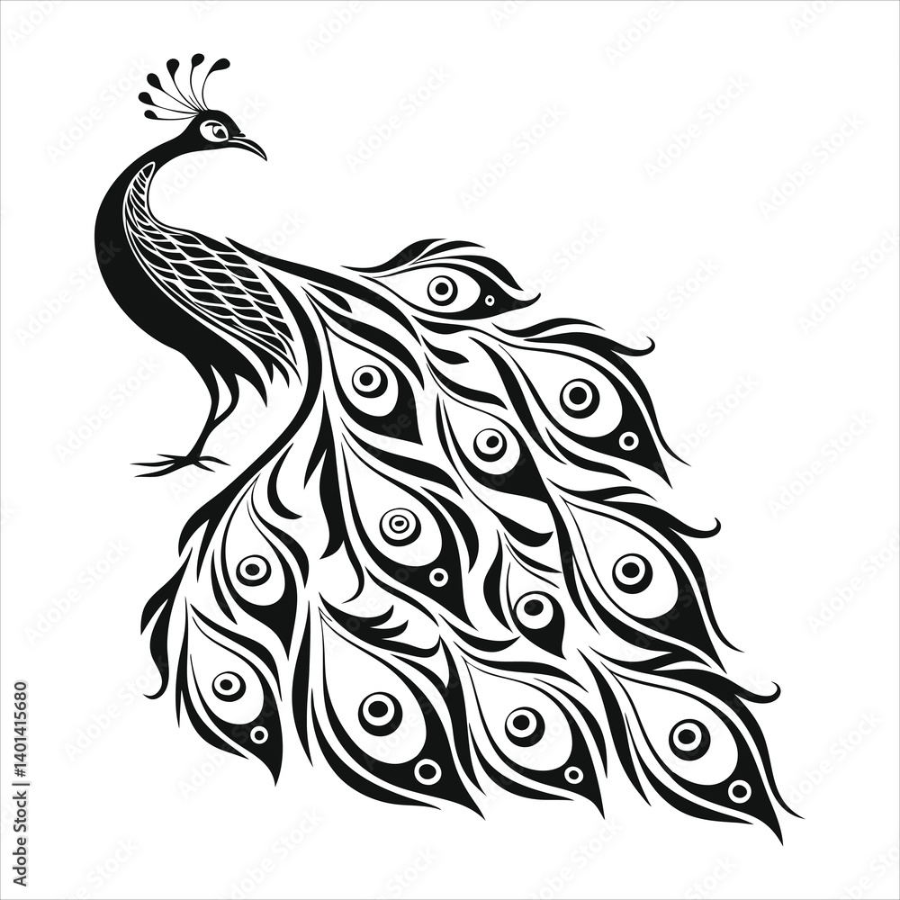 Peacock Bird Silhouette vector illustration Peacock Bird Silhouette vector illustration