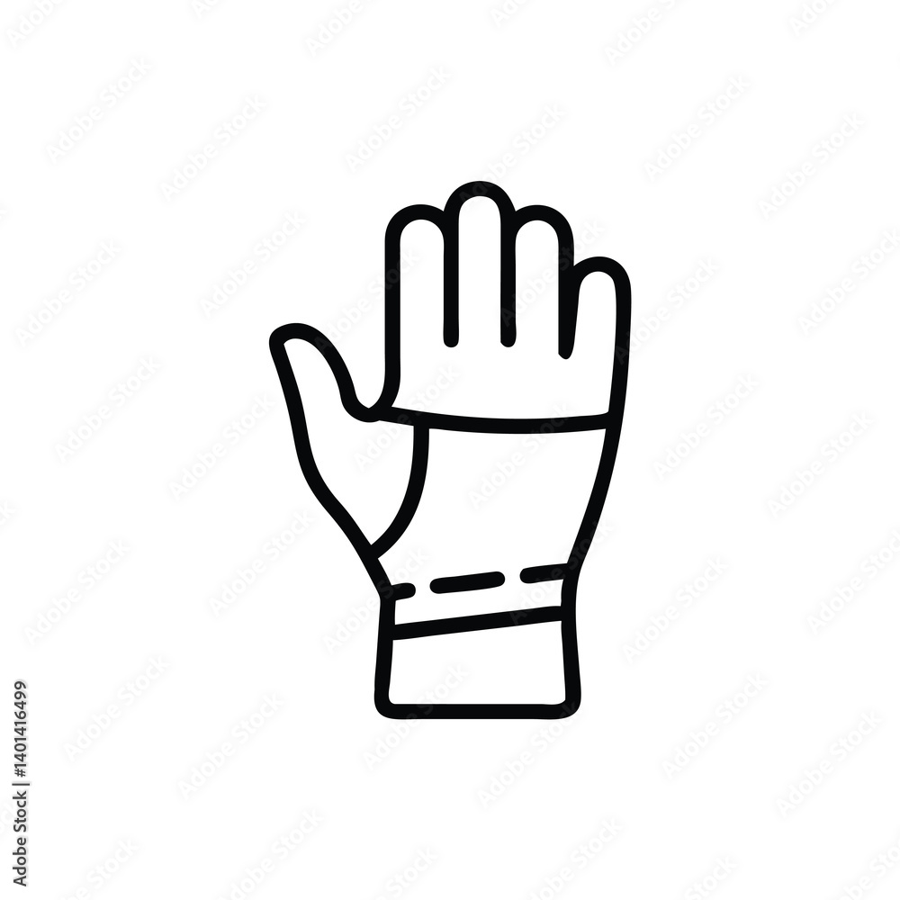 Black Outline Vector Graphic Of A Padded Sports Glove For Protection And Safety Black Outline Vector Graphic Of A Padded Sports Glove For Protection And Safety