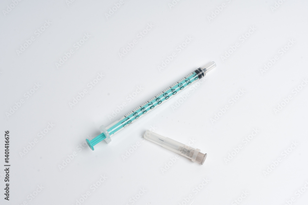 Medical syringe with needle isolated on white background Medical syringe with needle isolated on white background