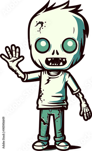 Zombie with Disfigured Face Zombie with Scary Stare Vector