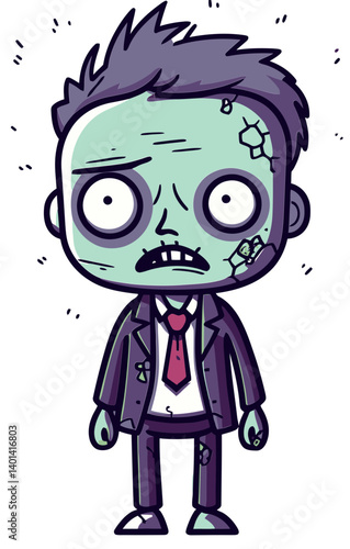Horror Zombie with Drooling Mouth Undead Zombie with Rotted Flesh Vector