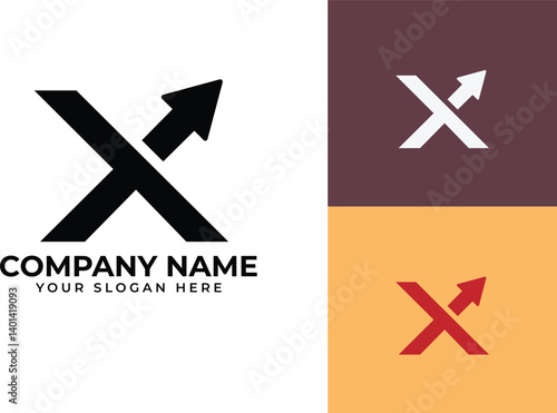 Modern growth logo design wordmark. Abstract arrow shapes logo design in letter x arrow vector illustration. Symbol, icon, creative.