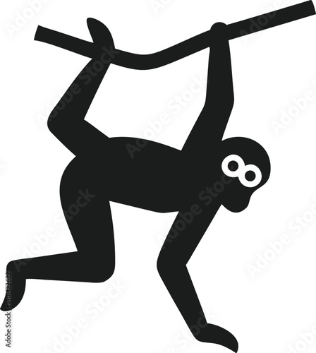 Silhouette of a Hanging Gibbon, Primate, Jungle Dweller