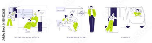 Urban transportation services abstract concept vector illustrations.