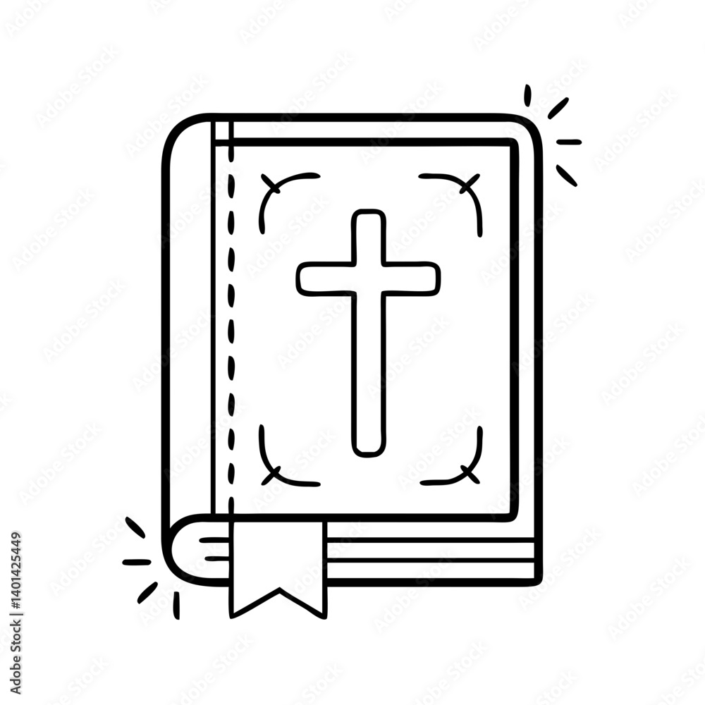 Obraz premium bible with cross icon, bible with cross line art - simple line art of bible with cross, perfect for bible with cross logos and icons