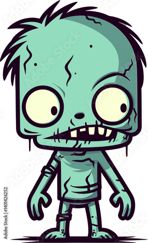 Undead Zombie with Exposed Muscle Walking Zombie with Slumping Shoulders Vector