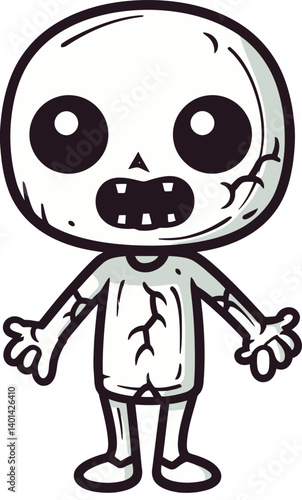 Horror Zombie with Glowing Green Eyes Walking Zombie with Grimy Shirt Vector