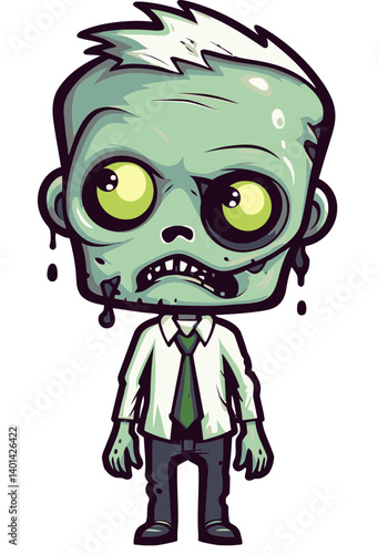 Undead Zombie with Twisted Jaw PNG Horror Zombie with Glowing Green Eyes SVG