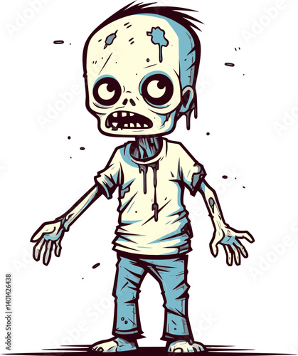 Walking Zombie with Grimy Shirt Zombie with Decaying Flesh PNG