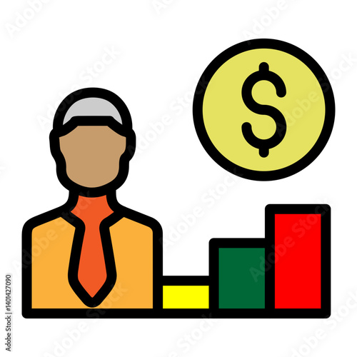 Stock Broker Vector Filled Icon Design
