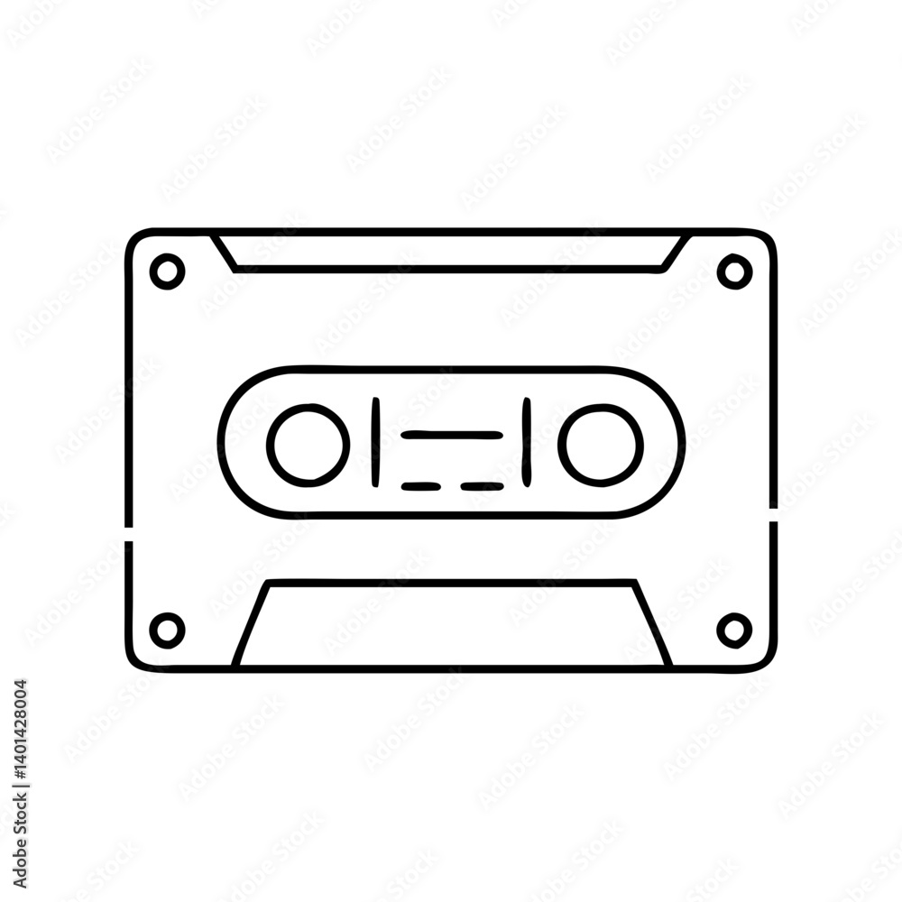cassette tape icon, cassette tape line art - simple line art of cassette tape, perfect for cassette tape logos and icons cassette tape icon, cassette tape line art - simple line art of cassette tape, perfect for cassette tape logos and icons