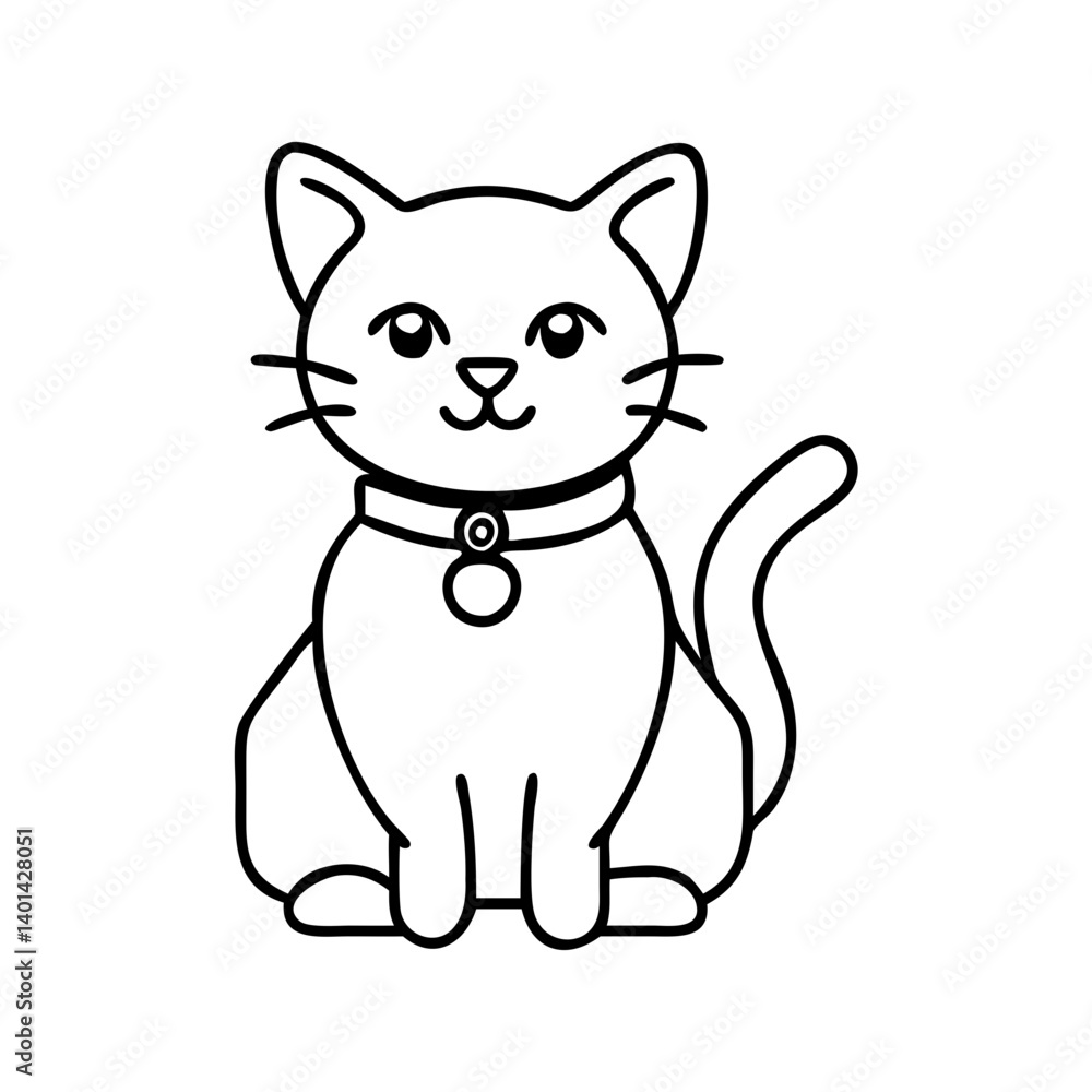 Fototapeta premium cat collar with bell icon, cat collar with bell line art - simple line art of cat collar with bell, perfect for cat collar with bell logos and icons