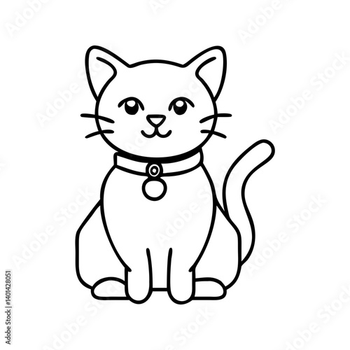 cat collar with bell icon, cat collar with bell line art - simple line art of cat collar with bell, perfect for cat collar with bell logos and icons