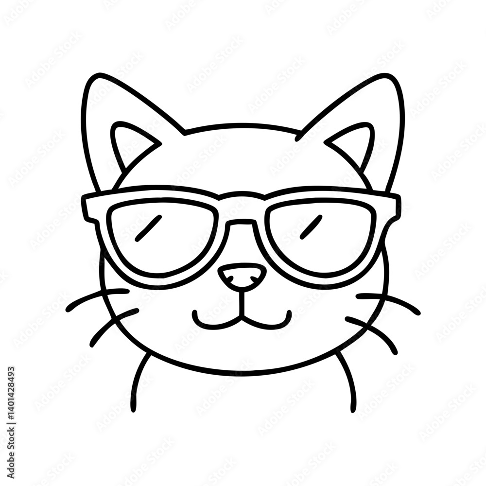 Obraz premium cat with sunglasses icon, cat with sunglasses line art - simple line art of cat with sunglasses, perfect for cat with sunglasses logos and icons