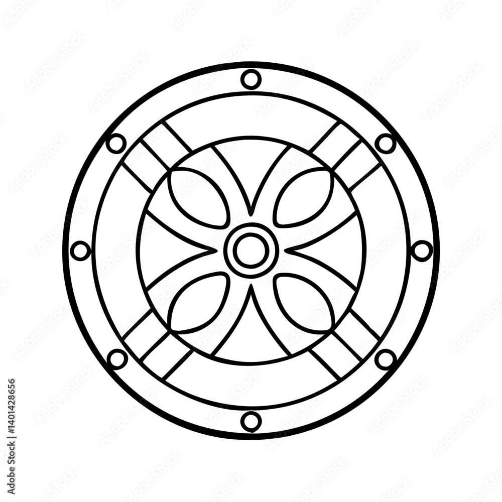 Fototapeta premium celtic shield icon, celtic shield line art - simple line art of celtic shield, perfect for celtic shield logos and icons