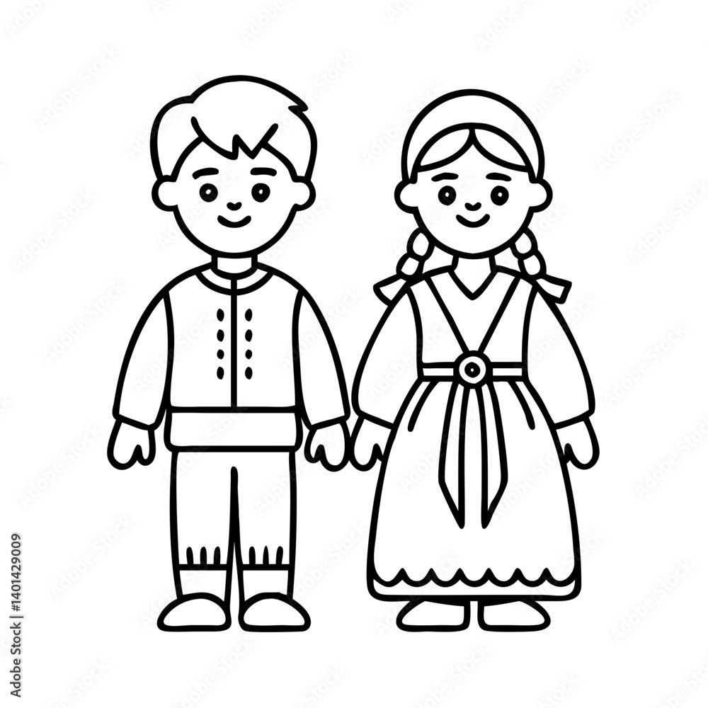 children in traditional dress icon, children in traditional dress line art - simple line art of children in traditional dress, perfect for children in traditional dress logos and icons children in traditional dress icon, children in traditional dress line art - simple line art of children in traditional dress, perfect for children in traditional dress logos and icons
