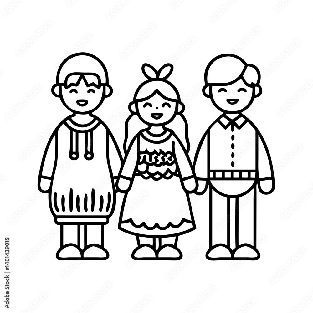 children in traditional dress icon, children in traditional dress line art - simple line art of children in traditional dress, perfect for children in traditional dress logos and icons children in traditional dress icon, children in traditional dress line art - simple line art of children in traditional dress, perfect for children in traditional dress logos and icons