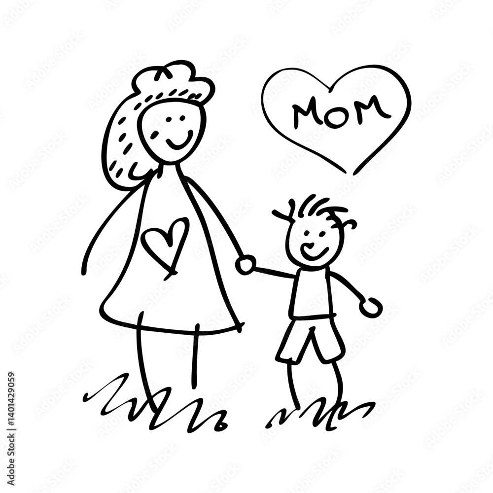 children s drawing for mom icon, children s drawing for mom line art - simple line art of children s drawing for mom, perfect for children s drawing for mom logos and icons children s drawing for mom icon, children s drawing for mom line art - simple line art of children s drawing for mom, perfect for children s drawing for mom logos and icons