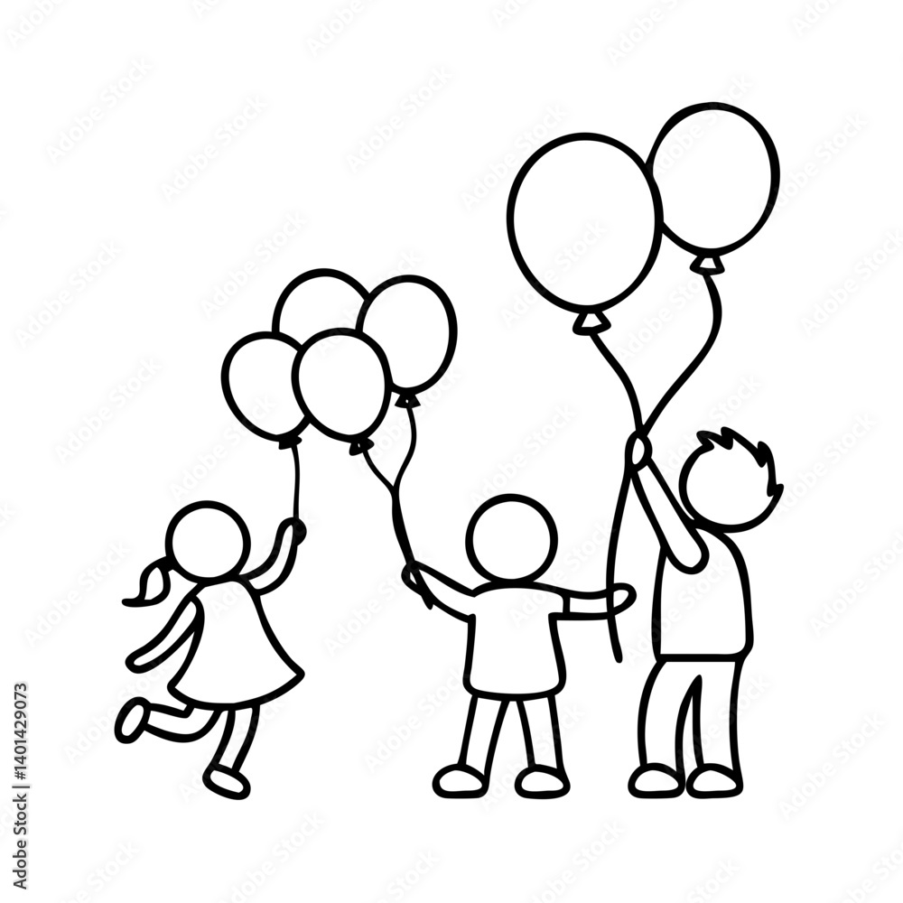 children playing with balloons icon, children playing with balloons line art - simple line art of children playing with balloons, perfect for children playing with balloons logos and icons children playing with balloons icon, children playing with balloons line art - simple line art of children playing with balloons, perfect for children playing with balloons logos and icons