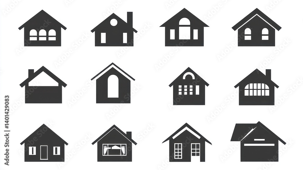 Fototapeta premium Twelve Different House Icons Representing Home and Real Estate