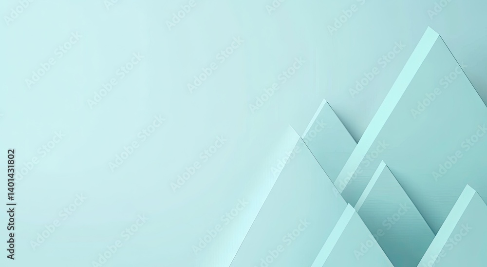 Fototapeta premium Light blue geometric shapes arranged in a mountain range design.