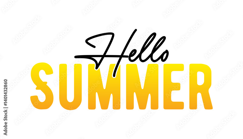 Hello Summer hand drawn lettering vector illustration. Hello Summer hand drawn lettering vector illustration.