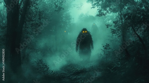 A trickster spirit leading travelers astray in the misty homeland forests, glowing eyes in the darkness, --ar 16:9 --v 6.1 Job ID: 01ae3263-98f6-4d49-86c0-a0d3a6691471