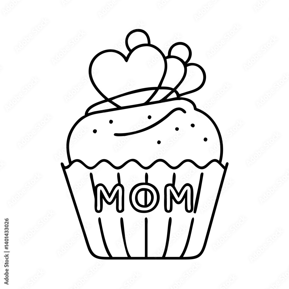 cupcake with mom text icon, cupcake with mom text line art - simple line art of cupcake with mom text, perfect for cupcake with mom text logos and icons cupcake with mom text icon, cupcake with mom text line art - simple line art of cupcake with mom text, perfect for cupcake with mom text logos and icons
