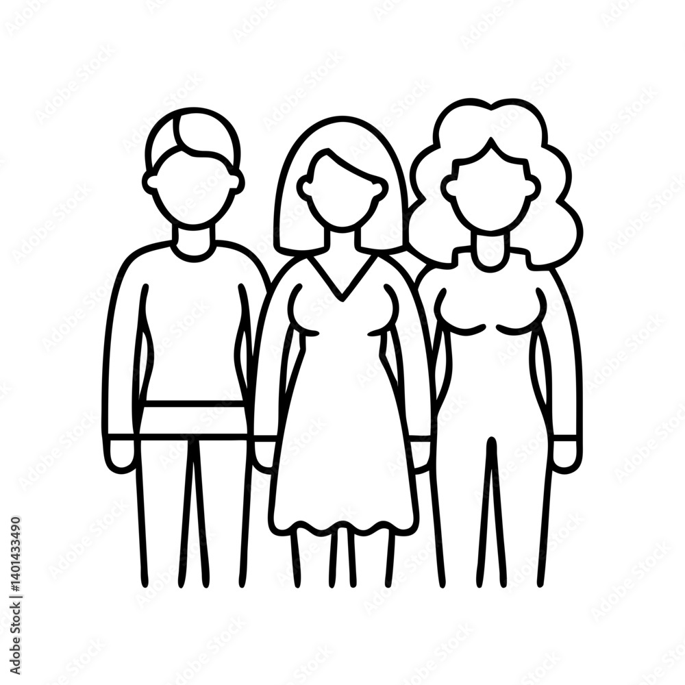 diverse group of women icon, diverse group of women line art - simple line art of diverse group of women, perfect for diverse group of women logos and icons diverse group of women icon, diverse group of women line art - simple line art of diverse group of women, perfect for diverse group of women logos and icons