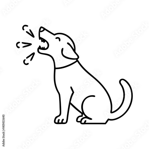 dog barking icon, dog barking line art - simple line art of dog barking, perfect for dog barking logos and icons