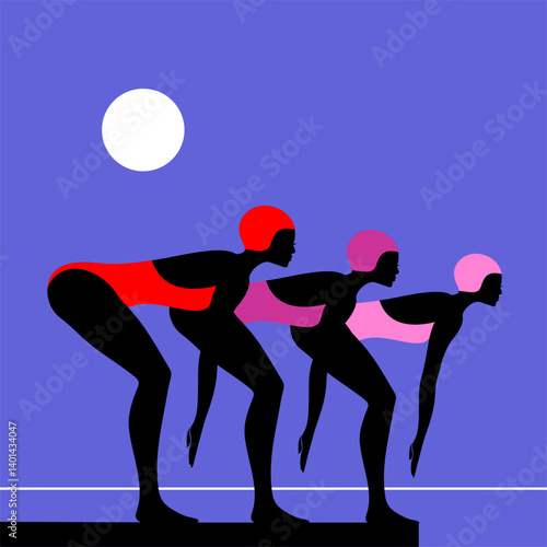 Swimmer girls in start position