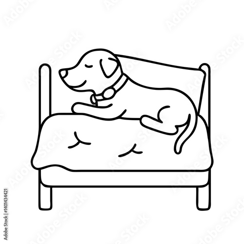 dog sleeping in bed icon, dog sleeping in bed line art - simple line art of dog sleeping in bed, perfect for dog sleeping in bed logos and icons