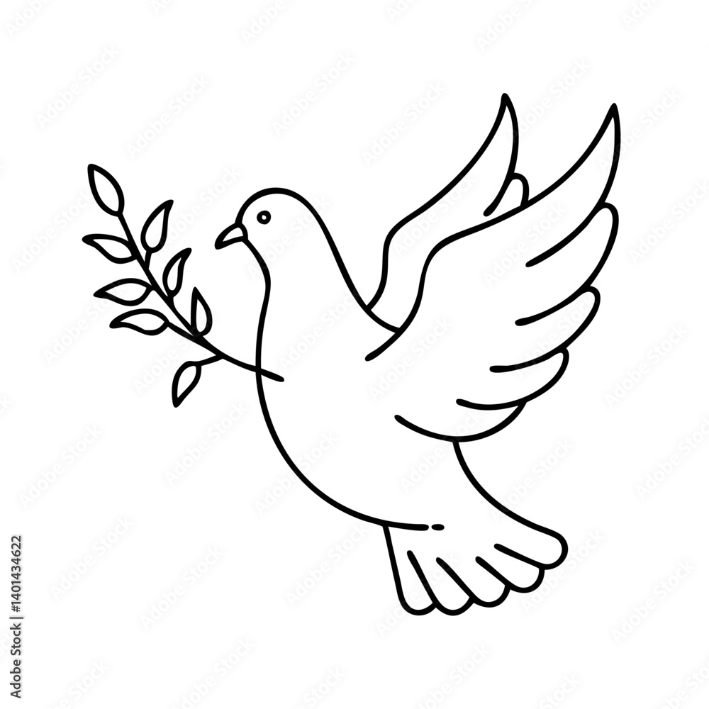 Obraz premium dove with olive branch icon, dove with olive branch line art - simple line art of dove with olive branch, perfect for dove with olive branch logos and icons