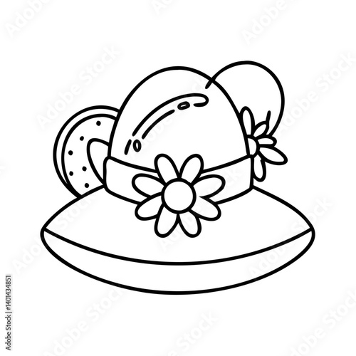 easter bonnet icon, easter bonnet line art - simple line art of easter bonnet, perfect for easter bonnet logos and icons