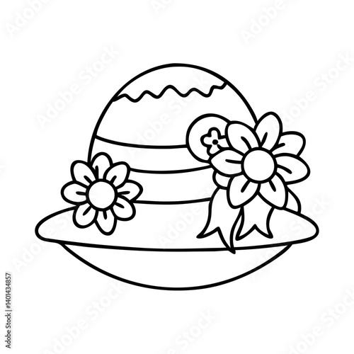 easter bonnet icon, easter bonnet line art - simple line art of easter bonnet, perfect for easter bonnet logos and icons
