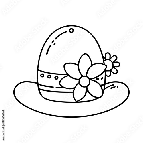 easter bonnet icon, easter bonnet line art - simple line art of easter bonnet, perfect for easter bonnet logos and icons