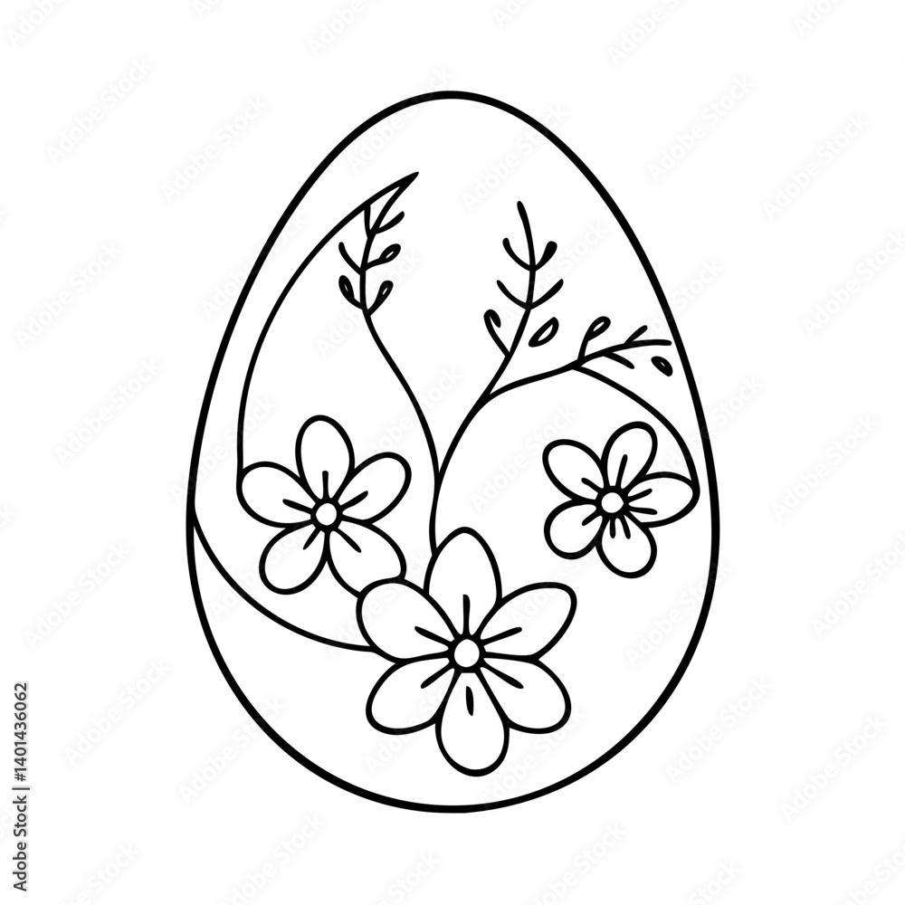 Fototapeta premium egg with floral design icon, egg with floral design line art - simple line art of egg with floral design, perfect for egg with floral design logos and icons