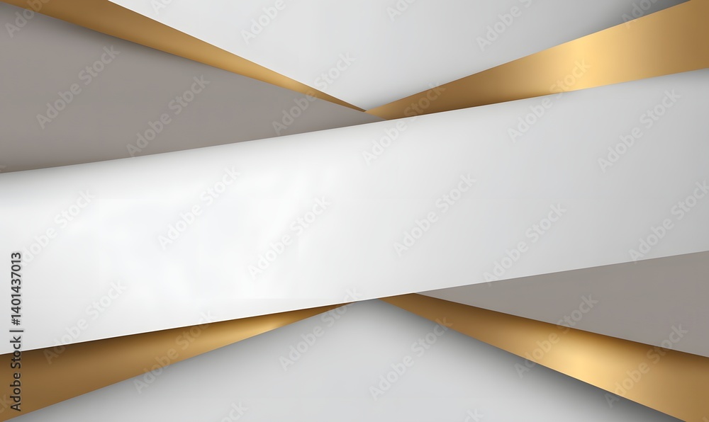 An abstract design featuring intersecting white and gray planes with golden accents in a modern style An abstract design featuring intersecting white and gray planes with golden accents in a modern style