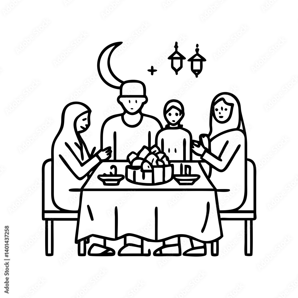 eid meal with family icon, eid meal with family line art - simple line art of eid meal with family, perfect for eid meal with family logos and icons eid meal with family icon, eid meal with family line art - simple line art of eid meal with family, perfect for eid meal with family logos and icons