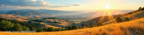 Sun-drenched Boise foothills, expansive vista,  breathtaking,  sky,  greenery