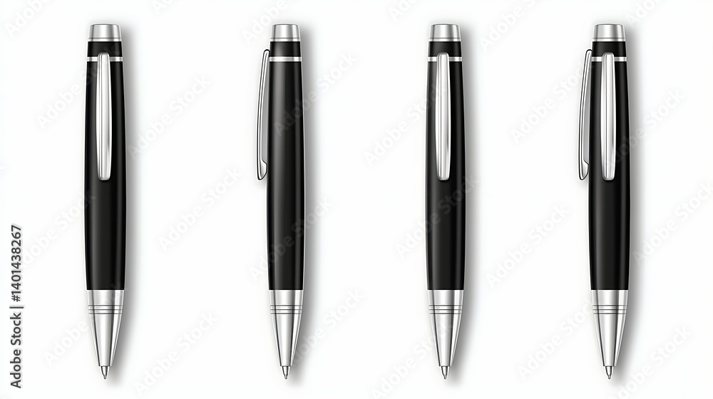 Fototapeta premium Black Pens on White Background