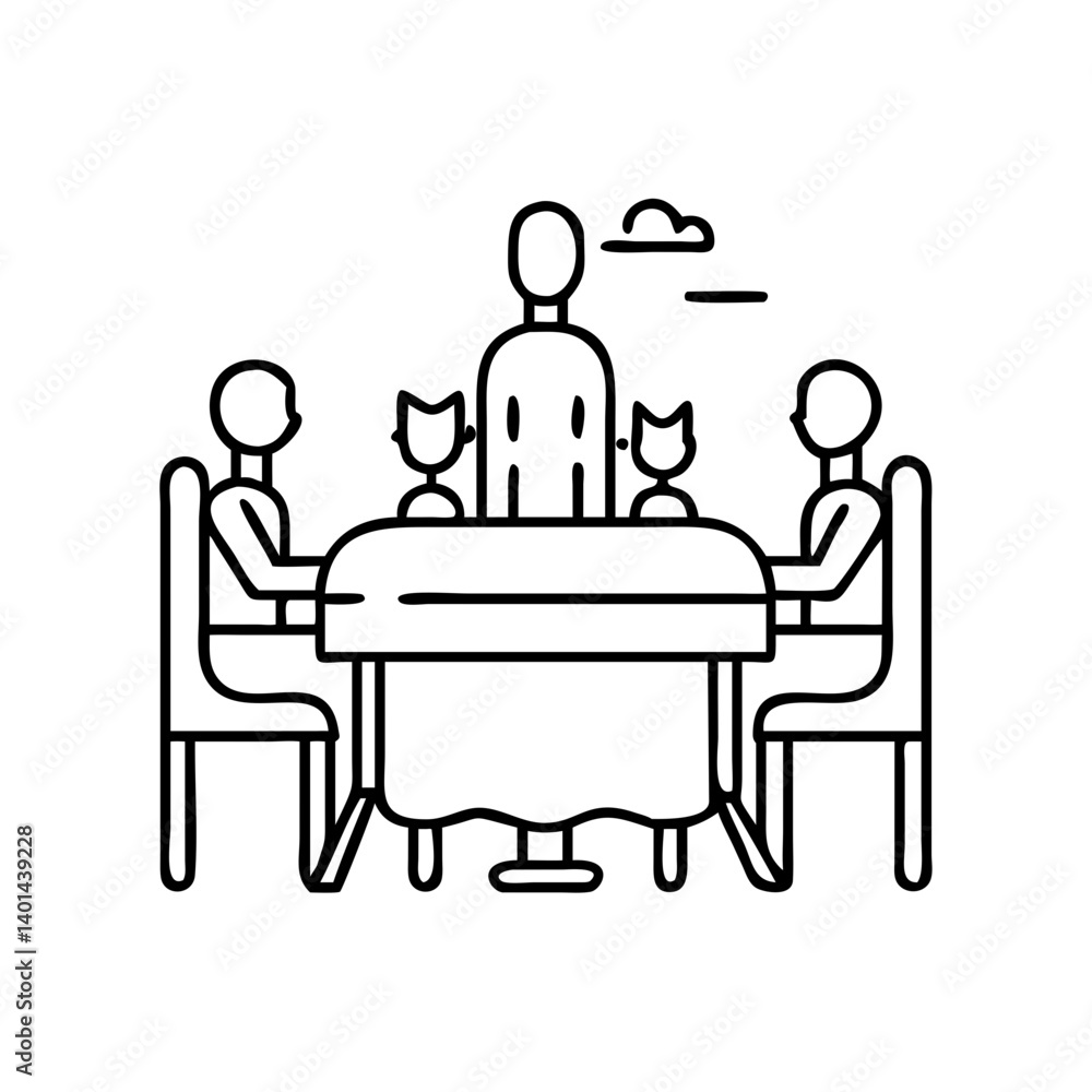 family dinner table icon, family dinner table line art - simple line art of family dinner table, perfect for family dinner table logos and icons family dinner table icon, family dinner table line art - simple line art of family dinner table, perfect for family dinner table logos and icons