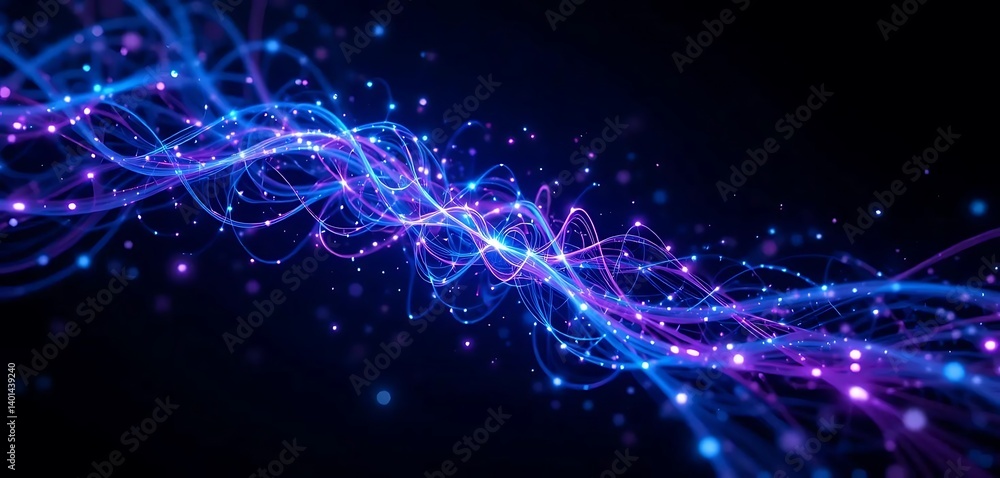Fototapeta premium Neon Light Energy Stream Abstract Digital Background