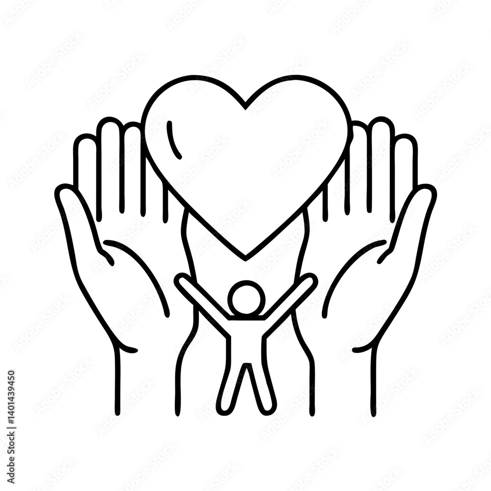 family hands holding heart icon, family hands holding heart line art - simple line art of family hands holding heart, perfect for family hands holding heart logos and icons family hands holding heart icon, family hands holding heart line art - simple line art of family hands holding heart, perfect for family hands holding heart logos and icons