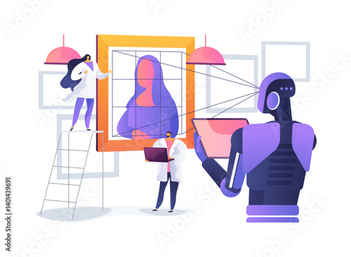 AI Art Restoration Analysis abstract concept vector illustration.