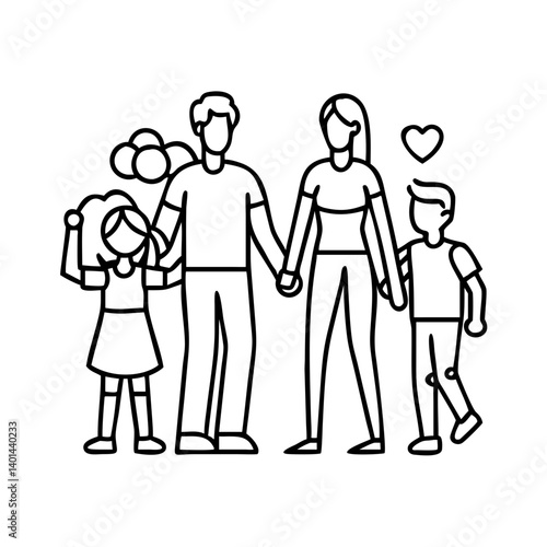 family outing icon, family outing line art - simple line art of family outing, perfect for family outing logos and icons