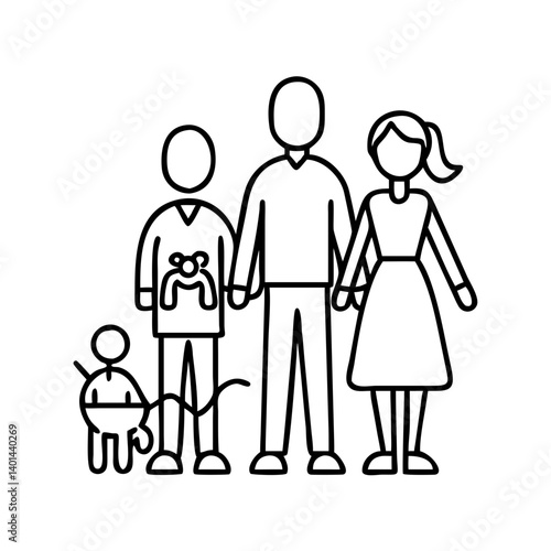 family outing icon, family outing line art - simple line art of family outing, perfect for family outing logos and icons